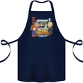 Chibi Anime Friends Drinking Beer Cotton Apron 100% Organic Navy Blue