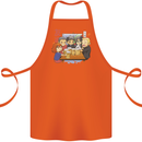Chibi Anime Friends Drinking Beer Cotton Apron 100% Organic Orange