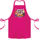 Chibi Anime Friends Drinking Beer Cotton Apron 100% Organic Pink