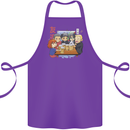Chibi Anime Friends Drinking Beer Cotton Apron 100% Organic Purple