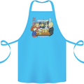 Chibi Anime Friends Drinking Beer Cotton Apron 100% Organic Turquoise