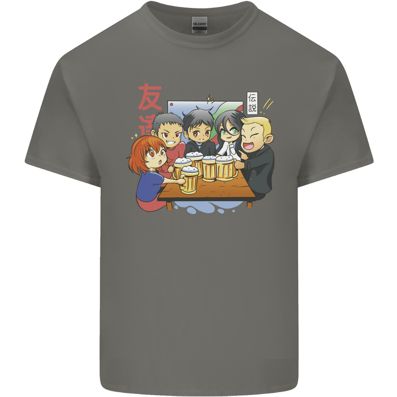 Chibi Anime Friends Drinking Beer Kids T-Shirt Childrens Charcoal