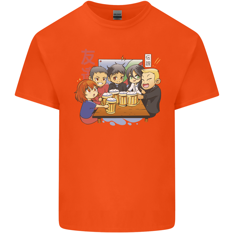 Chibi Anime Friends Drinking Beer Kids T-Shirt Childrens Orange