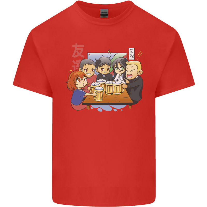 Chibi Anime Friends Drinking Beer Kids T-Shirt Childrens Red