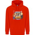 Chibi Anime Friends Drinking Beer Mens 80% Cotton Hoodie Bright Red