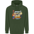 Chibi Anime Friends Drinking Beer Mens 80% Cotton Hoodie Forest Green