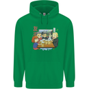 Chibi Anime Friends Drinking Beer Mens 80% Cotton Hoodie Irish Green