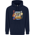 Chibi Anime Friends Drinking Beer Mens 80% Cotton Hoodie Navy Blue