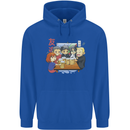 Chibi Anime Friends Drinking Beer Mens 80% Cotton Hoodie Royal Blue