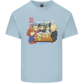 Chibi Anime Friends Drinking Beer Mens Cotton T-Shirt Tee Top Light Blue