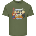 Chibi Anime Friends Drinking Beer Mens Cotton T-Shirt Tee Top Military Green
