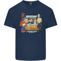Chibi Anime Friends Drinking Beer Mens Cotton T-Shirt Tee Top Navy Blue