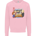 Chibi Anime Friends Drinking Beer Mens Sweatshirt Jumper Light Pink