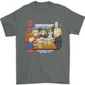 Chibi Anime Friends Drinking Beer Mens T-Shirt Cotton Gildan Charcoal