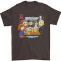 Chibi Anime Friends Drinking Beer Mens T-Shirt Cotton Gildan Dark Chocolate