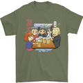 Chibi Anime Friends Drinking Beer Mens T-Shirt Cotton Gildan Military Green