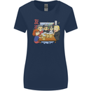 Chibi Anime Friends Drinking Beer Womens Wider Cut T-Shirt Navy Blue