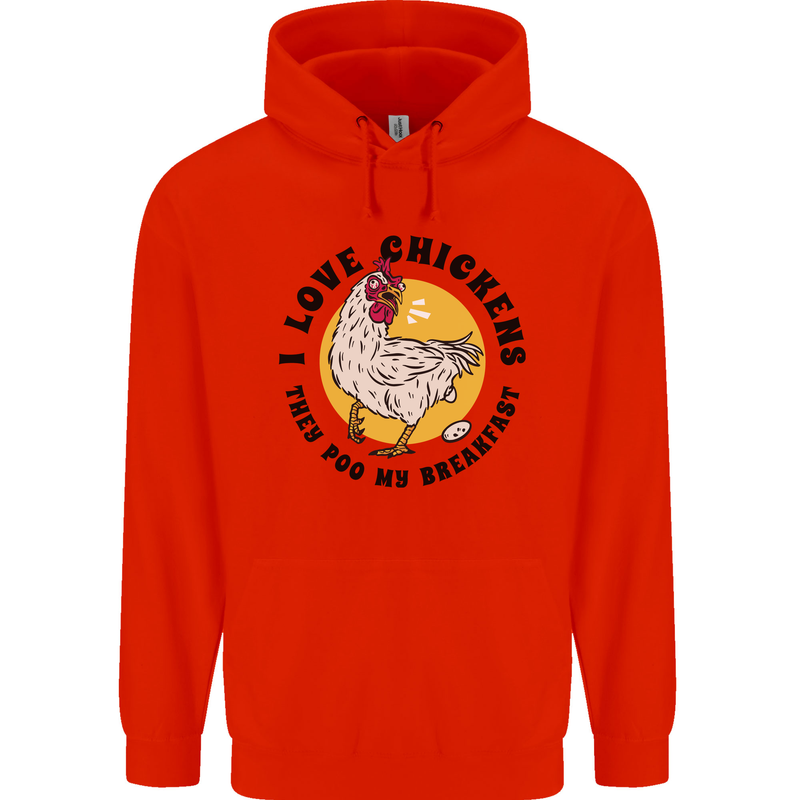 Chickens Poo My Breakfast Funny Food Eggs Childrens Kids Hoodie Bright Red