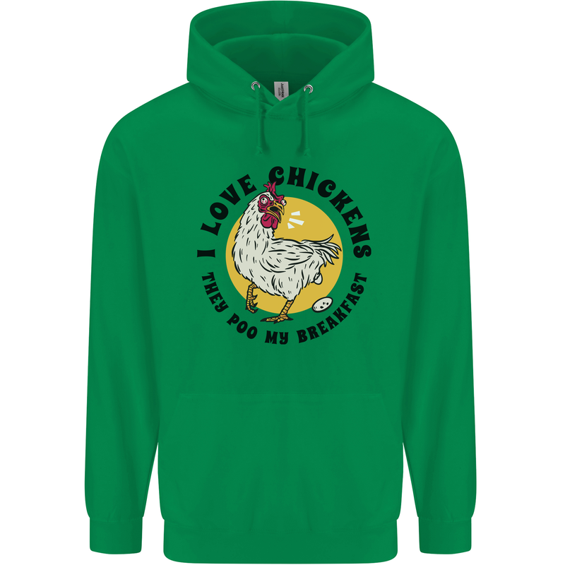 Chickens Poo My Breakfast Funny Food Eggs Childrens Kids Hoodie Irish Green