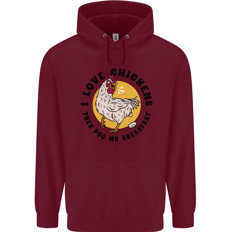 Chickens Poo My Breakfast Funny Food Eggs Childrens Kids Hoodie Maroon