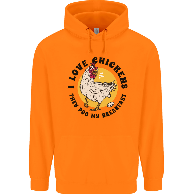 Chickens Poo My Breakfast Funny Food Eggs Childrens Kids Hoodie Orange