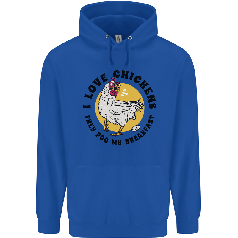 Chickens Poo My Breakfast Funny Food Eggs Childrens Kids Hoodie Royal Blue