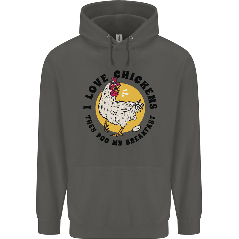 Chickens Poo My Breakfast Funny Food Eggs Childrens Kids Hoodie Storm Grey