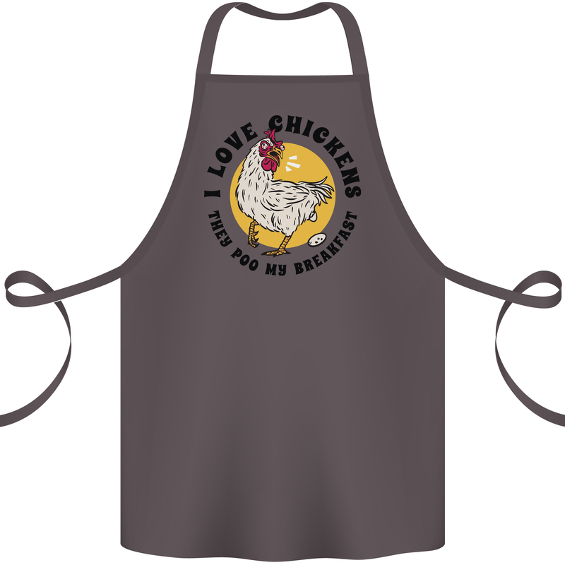 Chickens Poo My Breakfast Funny Food Eggs Cotton Apron 100% Organic Dark Grey