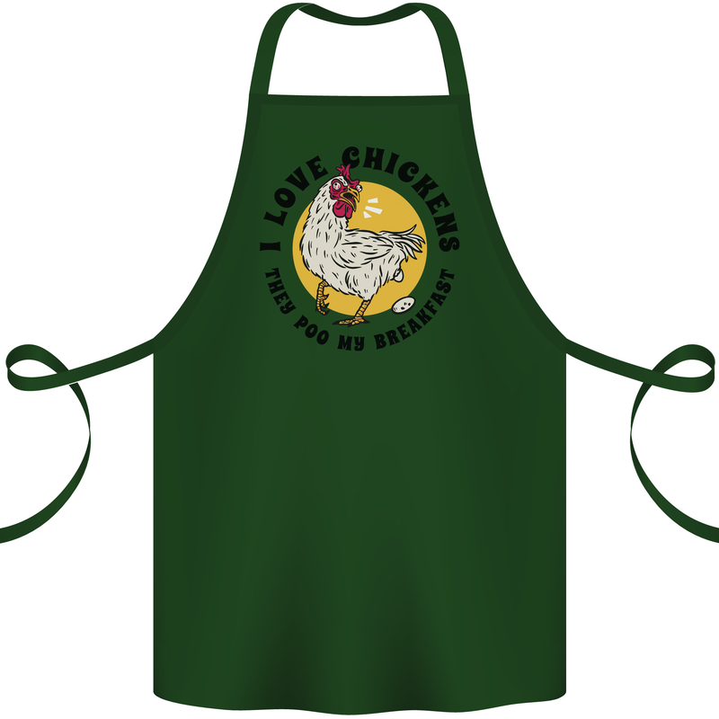 Chickens Poo My Breakfast Funny Food Eggs Cotton Apron 100% Organic Forest Green