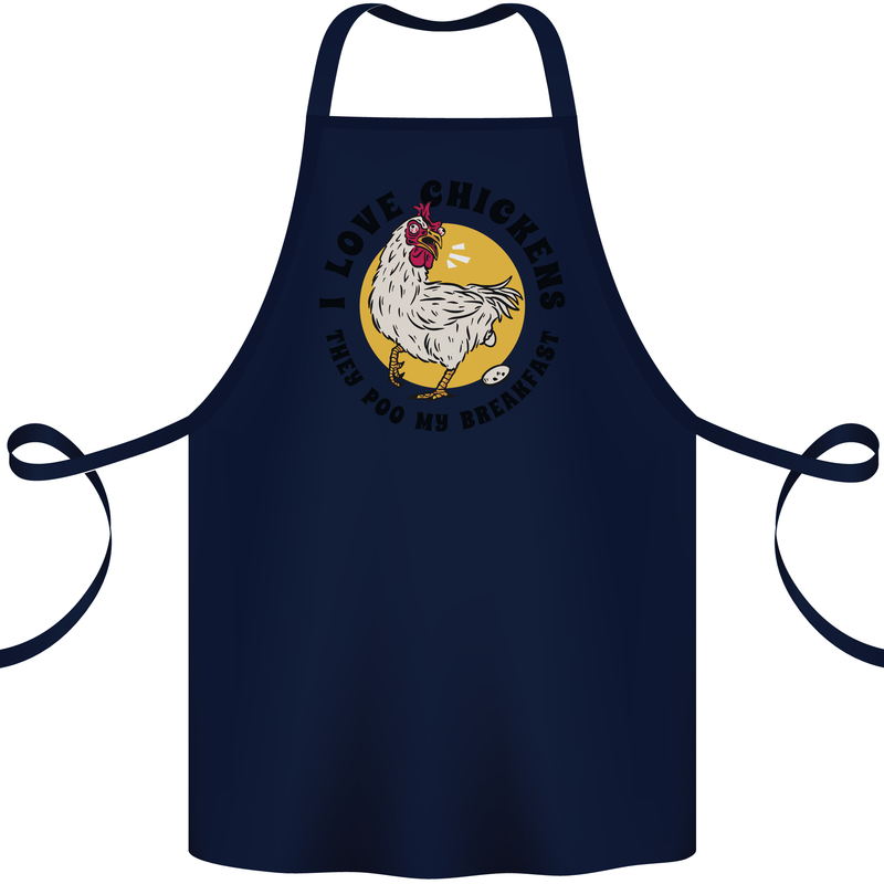 Chickens Poo My Breakfast Funny Food Eggs Cotton Apron 100% Organic Navy Blue