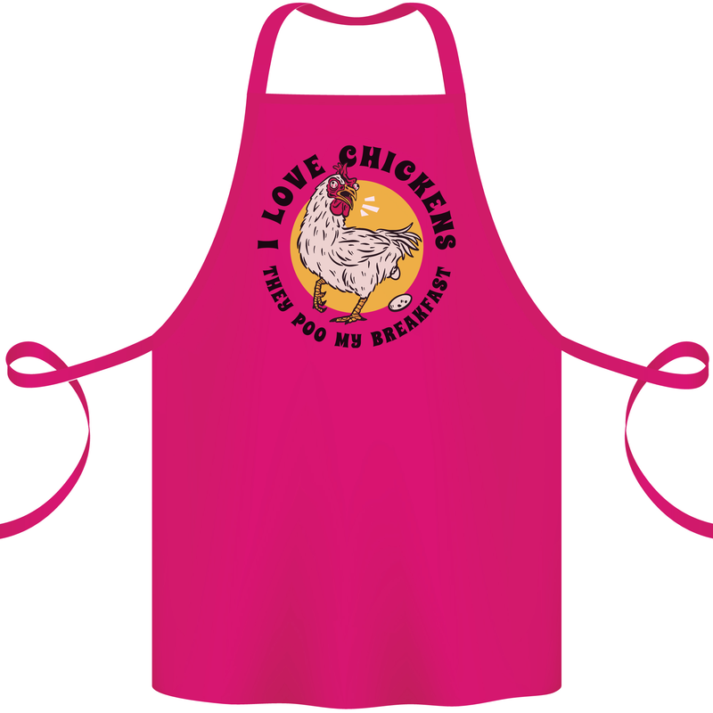 Chickens Poo My Breakfast Funny Food Eggs Cotton Apron 100% Organic Pink