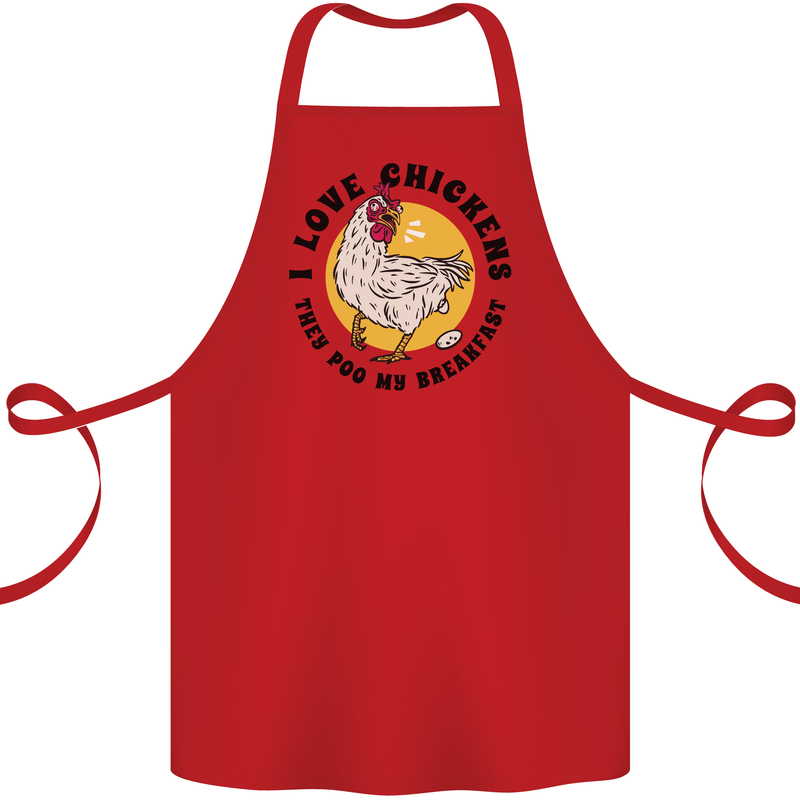 Chickens Poo My Breakfast Funny Food Eggs Cotton Apron 100% Organic Red