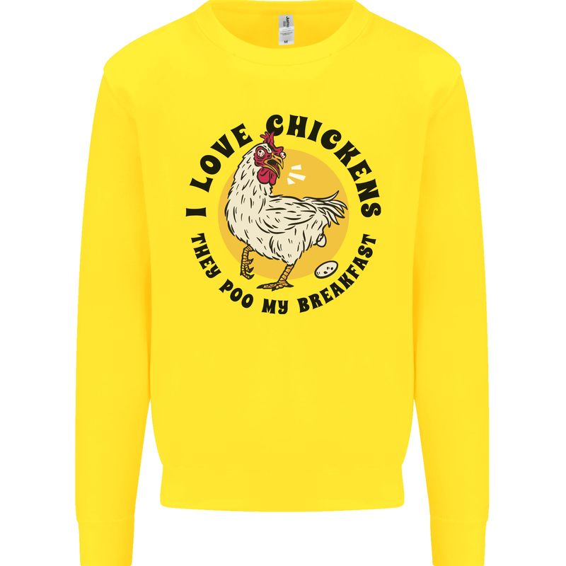 Chickens Poo My Breakfast Funny Food Eggs Kids Sweatshirt Jumper Yellow