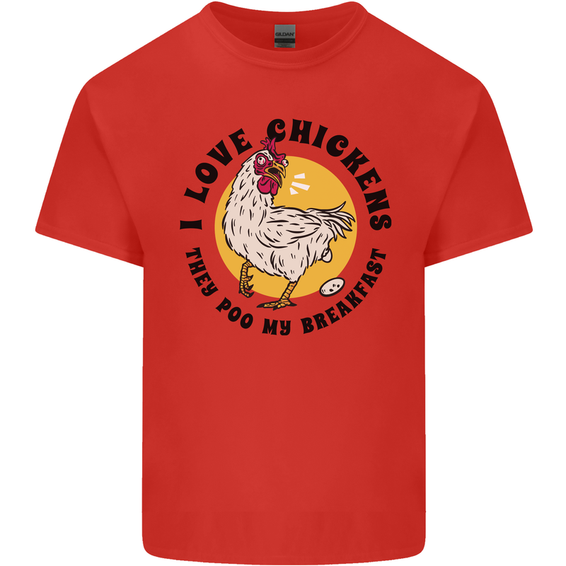 Chickens Poo My Breakfast Funny Food Eggs Kids T-Shirt Childrens Red