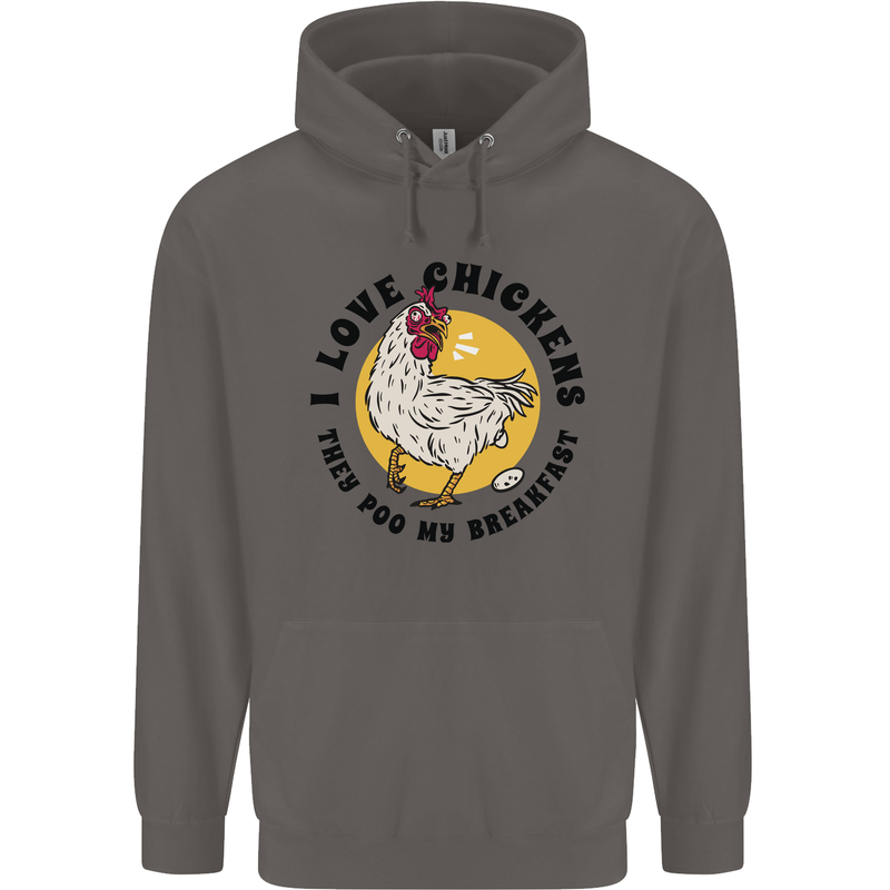 Chickens Poo My Breakfast Funny Food Eggs Mens 80% Cotton Hoodie Charcoal