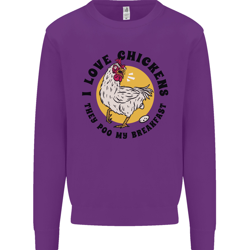 Chickens Poo My Breakfast Funny Food Eggs Mens Sweatshirt Jumper Purple