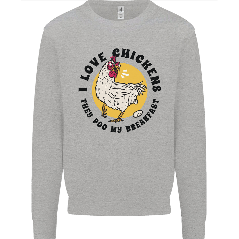 Chickens Poo My Breakfast Funny Food Eggs Mens Sweatshirt Jumper Sports Grey