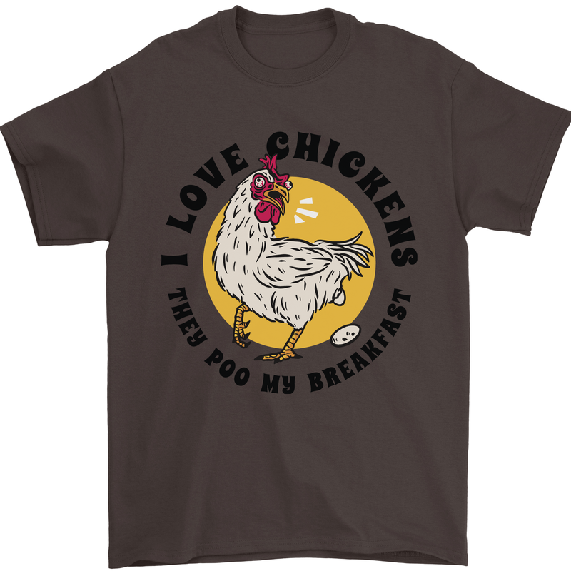 Chickens Poo My Breakfast Funny Food Eggs Mens T-Shirt Cotton Gildan Dark Chocolate