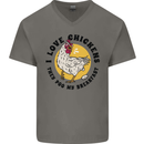Chickens Poo My Breakfast Funny Food Eggs Mens V-Neck Cotton T-Shirt Charcoal