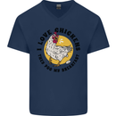 Chickens Poo My Breakfast Funny Food Eggs Mens V-Neck Cotton T-Shirt Navy Blue