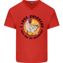 Chickens Poo My Breakfast Funny Food Eggs Mens V-Neck Cotton T-Shirt Red
