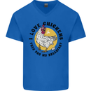 Chickens Poo My Breakfast Funny Food Eggs Mens V-Neck Cotton T-Shirt Royal Blue