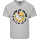 Chickens Poo My Breakfast Funny Food Eggs Mens V-Neck Cotton T-Shirt Sports Grey