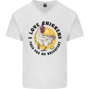 Chickens Poo My Breakfast Funny Food Eggs Mens V-Neck Cotton T-Shirt White