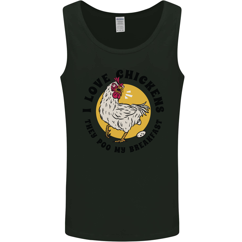 Chickens Poo My Breakfast Funny Food Eggs Mens Vest Tank Top Black