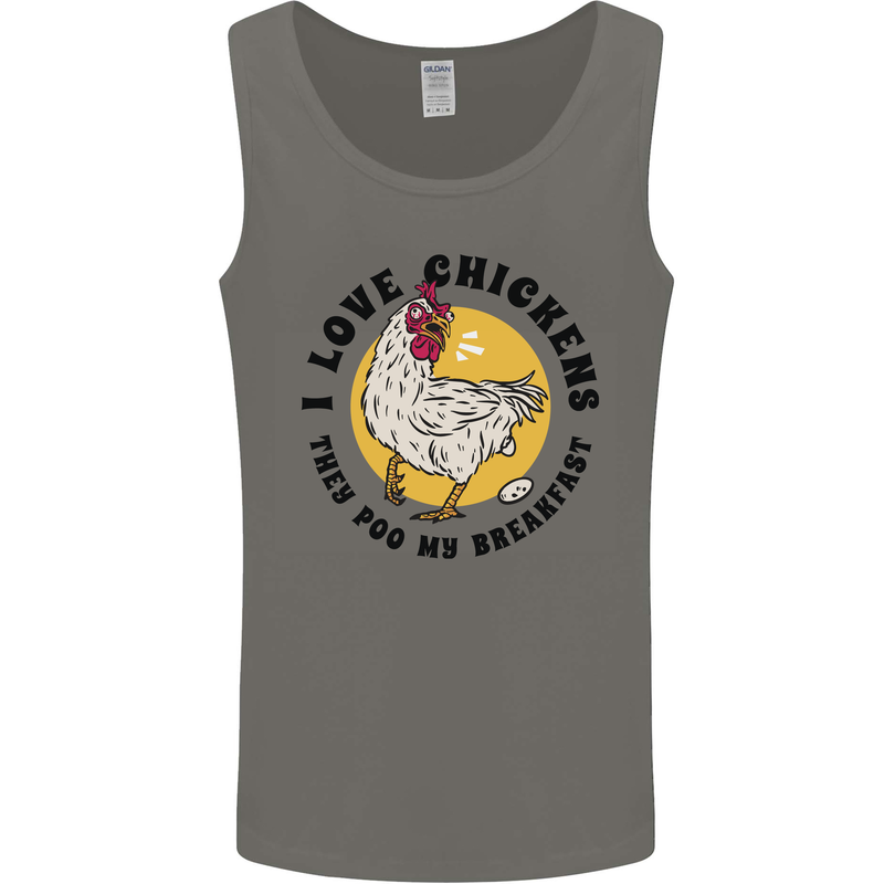 Chickens Poo My Breakfast Funny Food Eggs Mens Vest Tank Top Charcoal