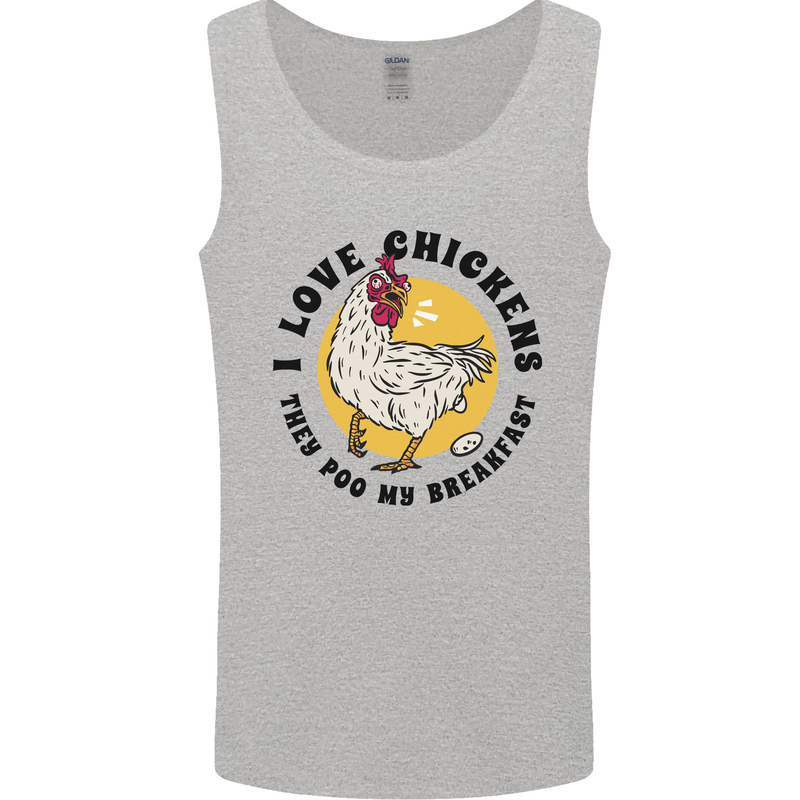 Chickens Poo My Breakfast Funny Food Eggs Mens Vest Tank Top Sports Grey