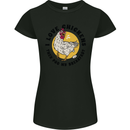 Chickens Poo My Breakfast Funny Food Eggs Womens Petite Cut T-Shirt Black