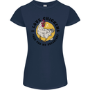 Chickens Poo My Breakfast Funny Food Eggs Womens Petite Cut T-Shirt Navy Blue