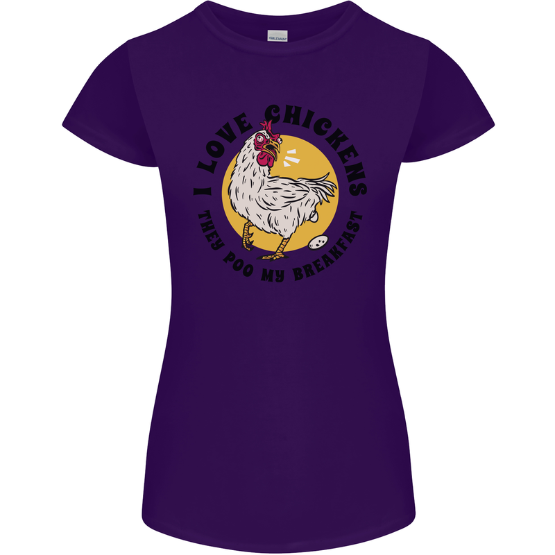 Chickens Poo My Breakfast Funny Food Eggs Womens Petite Cut T-Shirt Purple